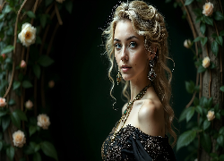 Długowłosa, Kobieta, Blondynka, Biżuteria