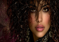 Kobieta, Kręcone, Włosy, Twarz, Grafika AI