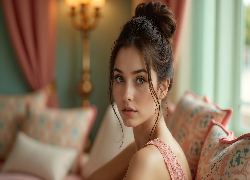 Kobieta, Upięte, Włosy