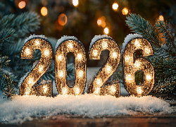 2026, Nowy Rok, Zima, Świerk, Grafika AI