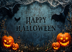 Halloween, Dynie, Tablica, Napis, Grafika AI