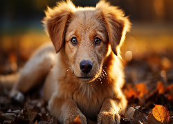 Leżący, Szczeniak, Pies, Golden retriever