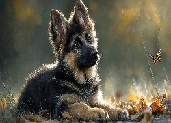 Owczarek niemiecki, Szczeniak, Pies, Grafika AI