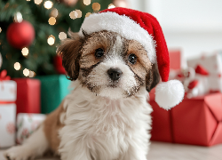 Pies, Szczeniak, Czapka, Mikołaja