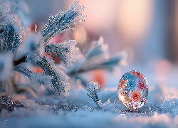 Szklana, Kulka, Kwiaty, Sosna, Grafika AI