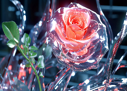 Kwiat, Róża, Szkło, Grafika