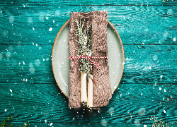 Nóż, Widelec, Gałązki, Sztućce, Talerz