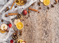 Szyszki, Plasterki, Owoce, Laski, Cynamonu, Anyż, Deski, Kompozycja