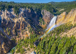 Park Narodowy Yellowstone, Wodospad, Yellowstone Falls, Wielki Kanion Yellowstone, Wyoming, Stany Zjednoczone