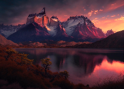 Chile, Patagonia, Jezioro, Lago Nordenskjold, Góry, Park Narodowy Torres del Paine
