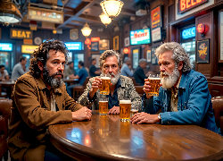 Mężczyźni, Piwo, Bar