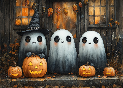 Halloween, Trzy, Duchy, Dynie, Dom
