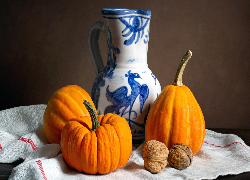 Dynie, Orzechy, Dzbanek, Tkanina