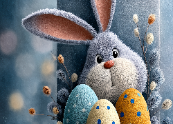 Zajączek, Pisanki, Bazie, Wielkanoc, Grafika AI