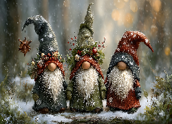 Trzy, Skrzaty, Białe, Brody, Grafika AI