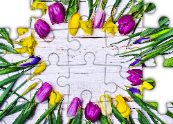 Kwiaty, Tulipany, Żonkile, Irysy