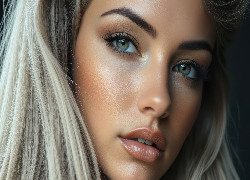 Dziewczyna, Blondynka, Szare, Oczy, Grafika AI