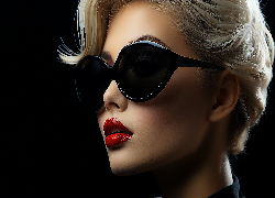 Kobieta, Blondynka, Makijaż, Okulary, Przeciwsłoneczne