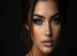 Dziewczyna, Twarz, Spojrzenie, Grafika AI