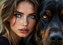 Kobieta, Twarz, Pies