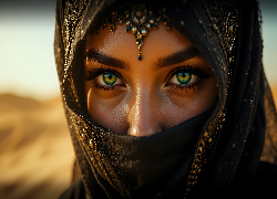 Kobieta, Twarz, Nikab, Chusta, Biżuteria, Oczy