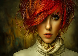 Kobieta, Twarz, Czerwonowłosa, Grafika