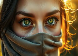 Portret, Dziewczyna, Twarz, Zakryta, Maska, Oczy