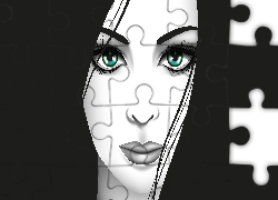 Kobieta, Twarz, Zielone, Oczy, Grafika 2D