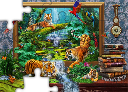 Tygrysy, Dżungla, Obraz 4D