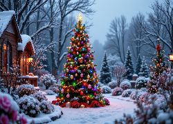 Boże Narodzenie, Dom, Choinki, Prezenty, Zima, AI