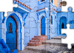 Maroko, Miasteczko Szafszawan, Błękitne miasto, Uliczka, Domy