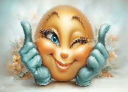 Emotikon, Dłonie, Kciuki, Grafika AI