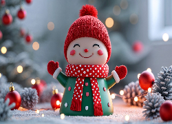 Świąteczne, Laleczka, Czapka, Szalik