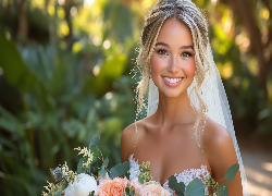 Kobieta, Panna młoda, Blondynka, Ślub, Welon