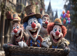 Klauny, Czerwone, Nosy, Grafika AI