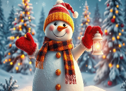 Bałwanek, Czapka, Szalik, Rękawiczki, Lampa, Choinki, AI