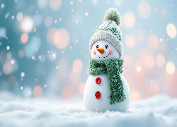 Zima, Śnieg, Bałwanek, Czapka, Szalik