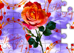 Kwiat, Róża, Napis, Walentynki, Grafika