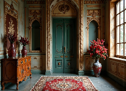 Pokój, Drzwi, Dywan