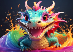 Kolorowy, Smok, Fantasy