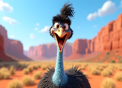 Struś, Wesoły, Skały, Śmieszne, AI