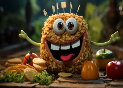 Stworek, Wesoły, Zęby, Oczy, Warzywa, AI