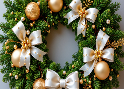 Wianek, Boże Narodzenie, Gałązki, Bombki, Kokardy