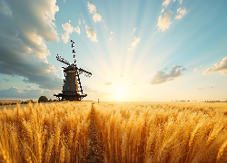 Pole, Zboże, Wiatrak, AI