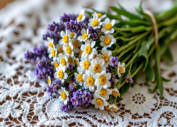 Bukiet, Lawenda, Białe, Kwiaty