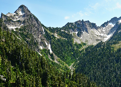 Góry, Skały, Las, Drzewa, Dolina