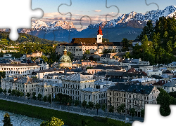 Góry, Domy, Kościół, Klasztor, Opactwo Nonnberg, Domy, Salzburg, Austria