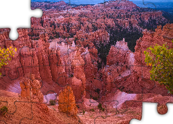 Kanion, Drzewa, Skały, Park Narodowy Bryce Canyon, Utah, Stany Zjednoczone