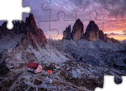 Włochy, Góry, Tre Cime di Lavaredo, Dolomity, Dom, Chmury