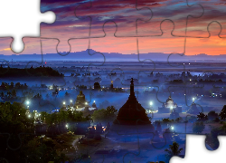 Republika Związku Mjanmy, Birma, Świątynia, Zabytki, Zmierzch, Mgła